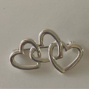Vintage 80’s silver tone triple heart pin